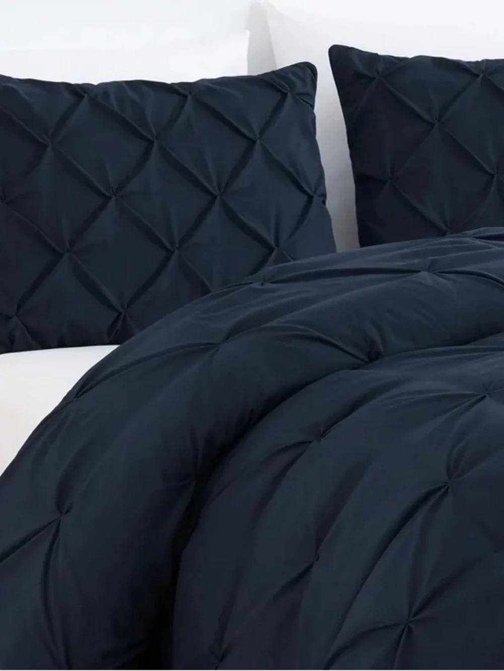Navy Pintuck king 3 piece Comforter Set
